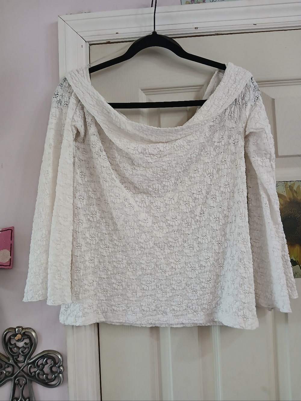 Willow+Root Size XL Cottagecore Cream Color Off Shoulder Peasant Top Y2k Floral